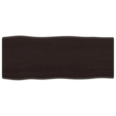 Abbildung von vidaXL Tischplatte, Holzplatte für Tisch Esstisch Couchtisch, Massivholzplatte Handgefertigt mit Baumkante, Ersatztischplatte, Dunkelbraun 100x40x2cm Massivholz Eiche Behandelt