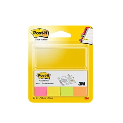 Abbildung von Post it 670 4N Haftstreifen Page Marker 20 x 38 mm, 4 50 Blatt im Etui, neonpink, gelb, grün, orange