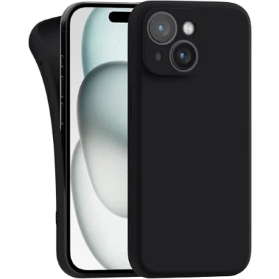 Abbildung von MyGadget Hülle Kompatibel mit iPhone 15 Plus robuste Silikon Schutzhülle TPU Case Slim Silikonhülle Back Cover Kratzfest Handyhülle Matt Schwarz