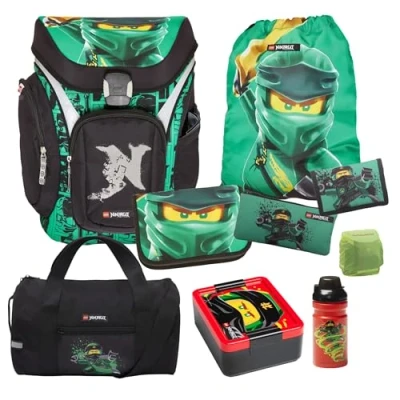 Abbildung von LEGO® Bags Schulranzen Explorer (Set, 9 tlg., inkl. Brotdose, Trinkflasche und Sporttasche), Lego Ninjago GOLDEN POWER Ninja Kämpfer LLOYD