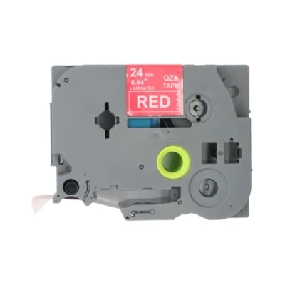 Abbildung von BROVACS 1 Packung Weiß auf Rot Laminiertes Etikettenband Kompatibel mit Brother P Touch Etikettendrucker TZ 455 TZe 24mm 1&quot; OPA4455