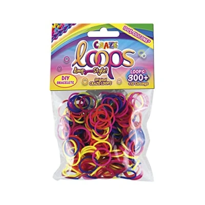 Abbildung von CRAZE LOOPS BAG 300 Loom Bänder Nachfüllpack mit Gummibänder &amp; 10 Verschlüsse , Farbmix, 100% hautfreundliches Silikon