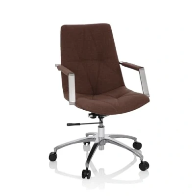 Abbildung von hjh OFFICE 670983 Drehstuhl SARANTO II Stoff Braun moderner Sessel im Retro Look mit Rollen, höhenverstellbar