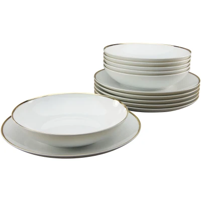 Abbildung von Guido Maria Kretschmer Home&amp;Living Tafelservice &quot;Teller Set, Geschirr Set Godi&quot;, (Set, 12 tlg., Teller für 6 Personen), Service, handgemalter Rand, Teile, Personen