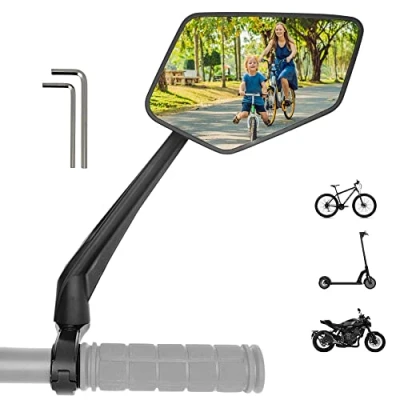 Abbildung von REEZER Fahrradspiegel RECHTS mit extra großer Spiegelfläche 360 verstellbarer Fahrrad Spiegel für E Bike &amp; Scooter Lenker Rückspiegel kompatibel allen Modellen Bikes Zubehör