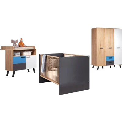 Abbildung von trendteam Babymöbel Set &quot;Mats&quot;, (Set, 3 St., Bett, Wickelkommode, Schrank)