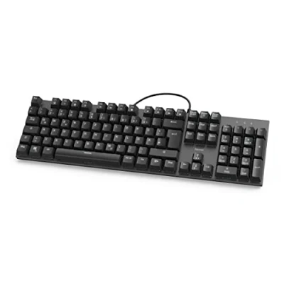 Abbildung von Hama mechanische Tastatur (leise Tastatur, mit Hintergrundbeleuchtung, kabelgebunden, mechanisch, ergonomische Tasten, PC USB) schwarz anthrazit