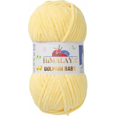 Abbildung von Himalaya Strickfein Dolphin Baby Bulky Chenille Garn 80302 hellgelb Häkelwolle, 120 m (Einzel Pack, 1 St., Wolle), Superbauschiges