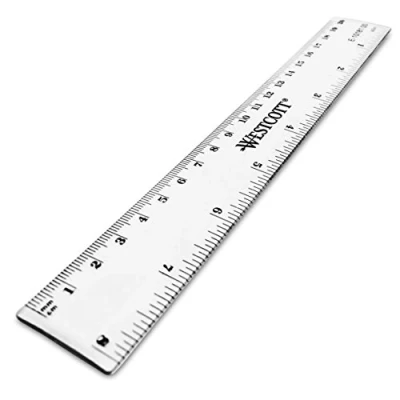 Abbildung von Westcott E 10181 00 Kunststofflineal, 20 cm / 8 Zoll, Skalierung und Inch, transparent