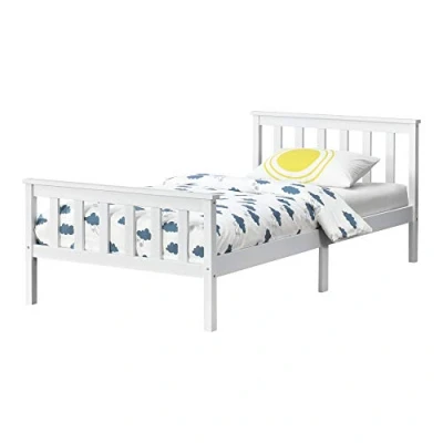 Abbildung von en.casa Holzbett, »Breda« Einzelbett Jugendbett mit Lattenrost 100x200 cm Weiß