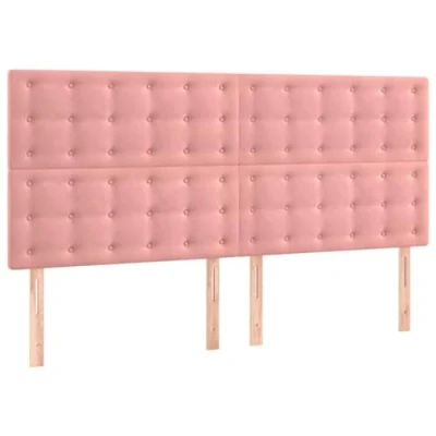 Abbildung von vidaXL 4X Kopfteil Polsterkopfteil Betthaupt Bettkopfteil für Bett Bettrahmen Bettgestell Schlafzimmer Bettzubehör Rosa 100x5x78/88cm Samt