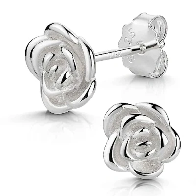 Abbildung von Materia Paar Ohrstecker Rosen Blüten Ohrringe Silber teilmattiert SO 166, 925 Sterling