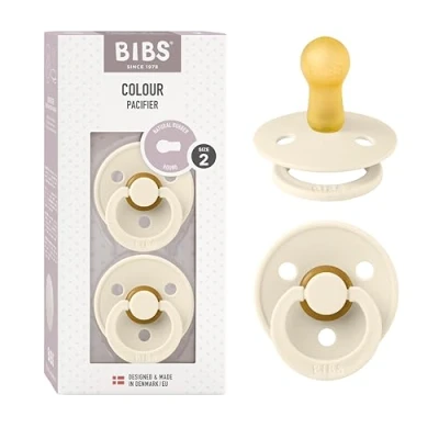 Abbildung von BIBS Colour Schnuller 2er Pack, BPA frei, Kirschform Nippel. Naturkautschuk/Latex, Hergestellt in Dänemark, Größe 2 (6 18 Monate), Ivory