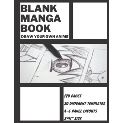 Abbildung von Blank manga Book: draw your own anime; 120 pages; 8 inch; 20 different templates; comic