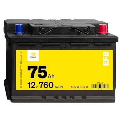 Abbildung von Denagi EFB 12V 75Ah Autobatterie 760A/EN Starterbatterie, Start Stopp &amp; Standheizung geeignet, absolut wartungsfrei