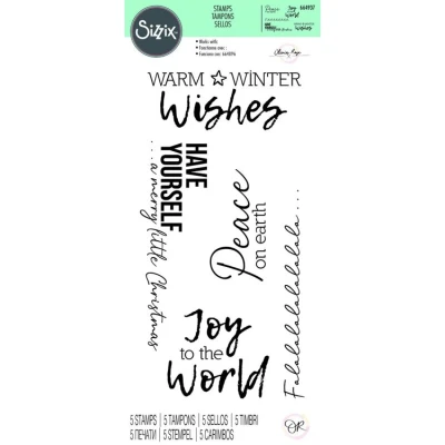 Abbildung von Sizzix 664937 SENTIMENT1 Clear Stamps Festliche Gefühle #1 von Olivia Rose, 5 Stück, Acryl, Festive Sentiments #1, One Size
