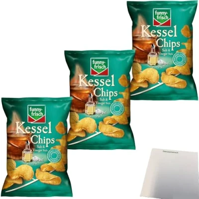 Abbildung von Funny Frisch Salt &amp; Vinegar Kesselchips 3er Pack (3x120g Packung) + usy Block