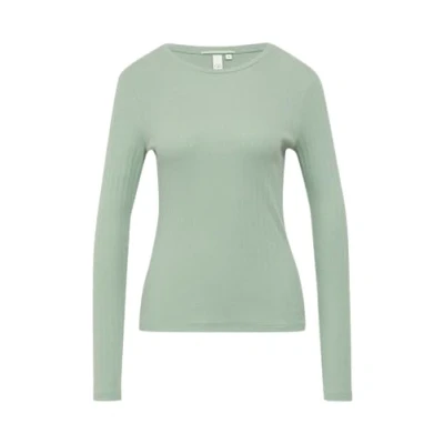 Abbildung von QS SLIM FIT À AVEC Motif AJOURÉ Langarmshirt, Damen, Größe: Medium, Salbeigrün