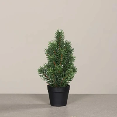 Abbildung von mucplants Künstlicher Tannenbaum im schwarzen Kunststofftopf Höhe 25 cm Grün Kunstpflanze Dekopflanze