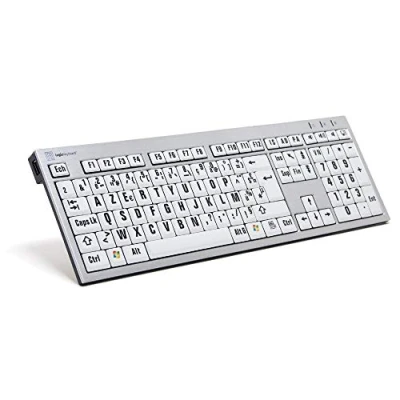 Abbildung von LogicKeyboard LKB LPRNTBW AJPU FR Tastatur, XL Print Slim Alu on (PC) Silber/Weiß/Schwarz