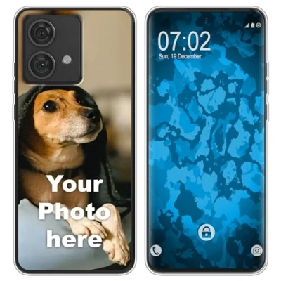 Abbildung von PhoneNatic personalisierte Handyhülle für Moto Edge 40 Neo Custom Case in transparent zum selbst gestalten mit eigenem Foto Bild Text individuell