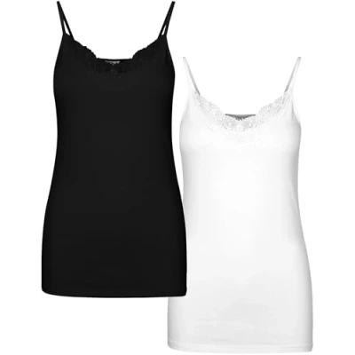 Abbildung von Vero Moda Petite Vminge Singlet 2 PACK Top, Damen, Größe: Small, Black/bright white