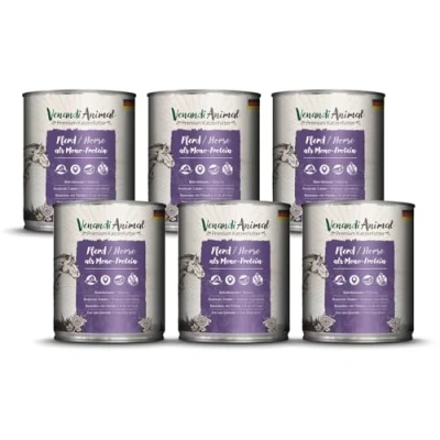 Abbildung von Venandi Animal Premium Nassfutter für Katzen Pferd als Monoprotein 6er Pack (6 x 800 g), getreidefrei,