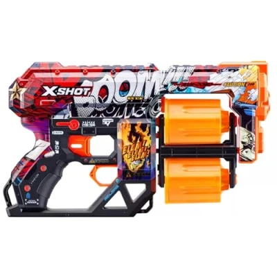 Abbildung von X Shot Skins Dread Boom Federdruck Dartblaster mit Doppeltrommel Magazin, 12 Darts &amp; einzigartigem Aussehen, Einheitsgröße