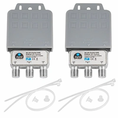 Abbildung von 2X DiseqC Schalter SE Switch 2/1 mit Wetterschutzgehäuse HB DIGITAL SAT LNB 1 x Teilnehmer/Receiver für Full HDTV 3D 4K UHD
