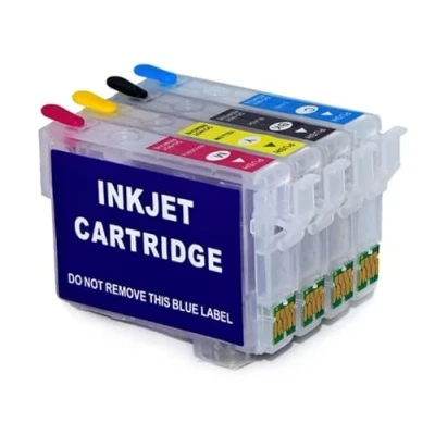 Abbildung von 4 wiederbefüllbare Tintenpatronen mit Auto Reset Chips T16XL kompatibel Epson WF 2010, 2110, 2510, 2520, 2530, 2540, 2630, 2650, 2660, 2750, 2760