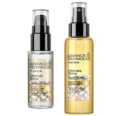 Abbildung von Avon Set Advance Techniques Ultimate Glanz Pflegespray 100ml + Haarspitzenfluid 30ml für mehr und gegen kaputte Haarspitzen