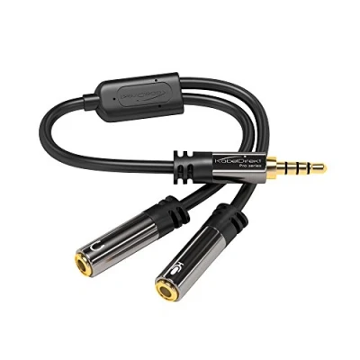 Abbildung von KabelDirekt 3,5mm Klinkenkabel Headset Adapter (3,5mm Klinke Kabel, 4 polig, Externe Mikrofone) PRO Series