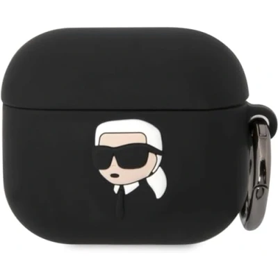 Abbildung von Karl Lagerfeld KLA3RUNIKK Hülle für Airpods 3 Schwarz Silicone Head 3D