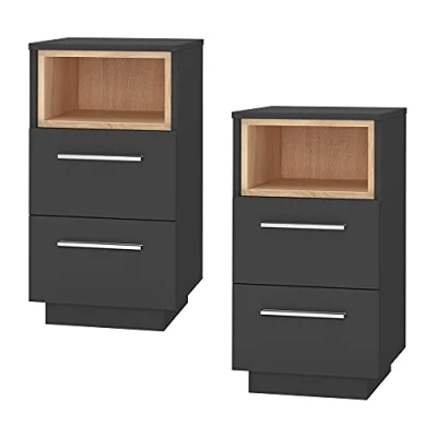 Abbildung von Vicco Nachtschrank Beatrice, Anthrazit/Sonoma, 36 x 68 cm 2er Set