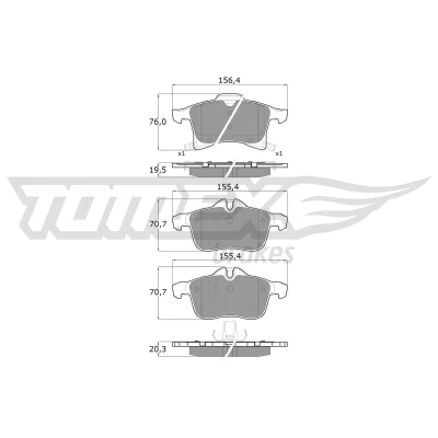 Abbildung von TOMEX brakes TX 13 00 Bremsbelagsatz Vorderachse für Verschleißwarnanzeiger vorbereitet OPEL: Corsa D Schrägheck, Zafira B, Astra H Caravan