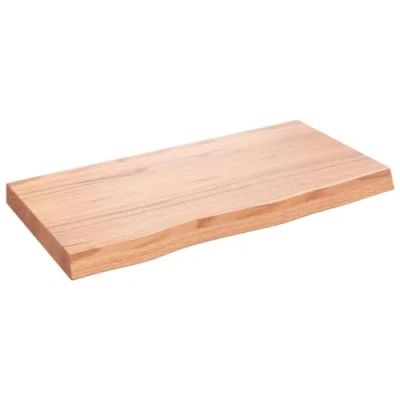 Abbildung von vidaXL Waschtischplatte, Multifunktional Arbeitsplatte mit Naturkante, Waschtischkonsole Tischplatte für Badezimmer, Holzplatte Platte, Hellbraun 80x40x(2 6) cm Massivholz Behandelt