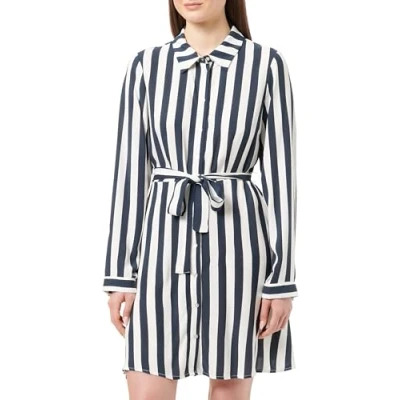 Abbildung von VILA Gestreiftes Blusenkleid, Damen, Größe: 38, Cloud dancer