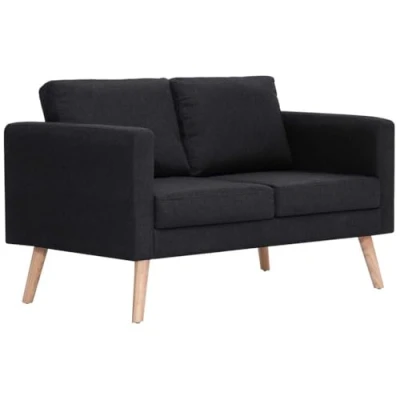 Abbildung von vidaXL Sofa 2 Sitzer mit Rückenkissen Sitzkissen Zweisitzer Polstersofa Loungesofa Lounge Stoffsofa Sitzmöbel Wohnzimmer Stoff Holzrahmen Schwarz
