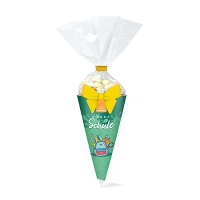 Abbildung von Schultüte Hurra Schule 40g Marshmallows zum Verschenken Kinder Geschenk Einschulung Schulstart Perfekt für die Leckere Nascherei Schulanfang