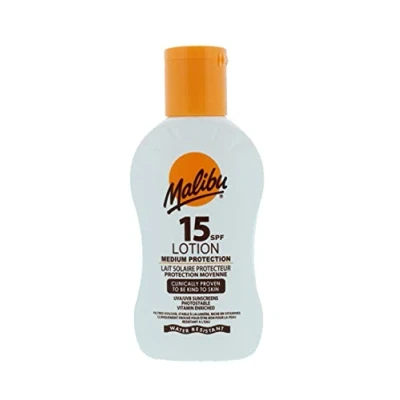 Abbildung von Malibu Mittlerer Schutz, wasserabweisend, Vitamin angereichert, LSF 15, Sonnencreen Lotion, 100 ml