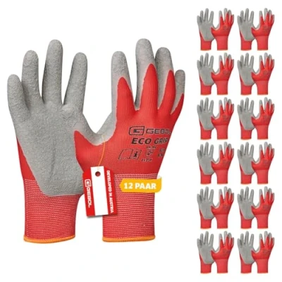 Abbildung von Gebol Eco Grip Arbeitshandschuhe für einen sicheren Griff Latexhandschuhe Herren Größe L (Gr 9) Rot 1 Paar