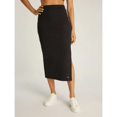 Abbildung von Calvin Klein Jeans Label Skirt Maxirock, Damen, Größe: XXS, Black