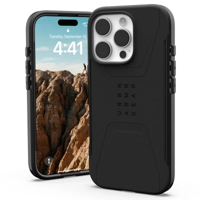 Abbildung von Apple iPhone 16 Pro Hülle MagSafe Kunststoff UAG Hard Case/Backcover Handyhülle Schwarz Shockproof/Stoßfest
