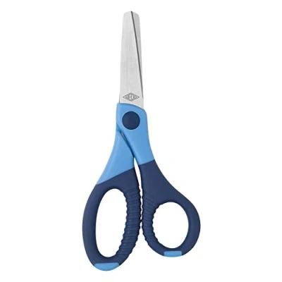 Abbildung von Wedo 771503 Gripy Bastelschere 13 cm, abgerundete Spitzen, Edelstahl rostfrei Ergonomische Gummi Griffe, Blau
