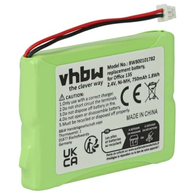 Abbildung von vhbw 1x Akku kompatibel mit Ascom Ascotel Office 135, 135pro schnurlos Festnetz Telefon (750 mAh, 2,4 V, NiMH)