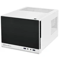 Abbildung von SilverStone SST SG13WB Q Sugo Mini ITX kompaktes Cube Gehäuse, Plastik Frontblende mit Faux Aluminium Oberfläche, schwarz weiss