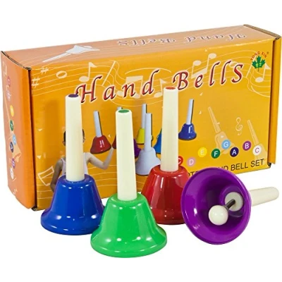 Abbildung von Percussion Workshop Handglocken für C Dur Tonleiter in entsprechenden Farben (für jeden Ton andere Farbe)
