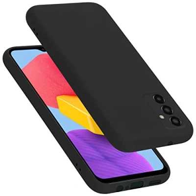 Abbildung von Cadorabo Hülle kompatibel mit Samsung Galaxy M13 4G Silikon Handyhülle für Case aus flüssigem stoßfeste dünne TPU Schutzhülle Liquid SCHWARZ