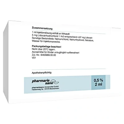 Abbildung von Lidocain Pharmarissano Ampulle 0.5% 2ml 100X2 ml