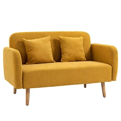 Abbildung von HOMCOM 2 Sitzer Doppelsofa mit Kissen und Anti Rutsch Beinen